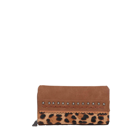 TR142-W010 Trinity Ranch Hair-On Studded Collection Secretary Style Wallet