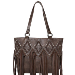 TR143G-8317 Trinity Ranch Leather Fringe Collection Concealed Carry Tote