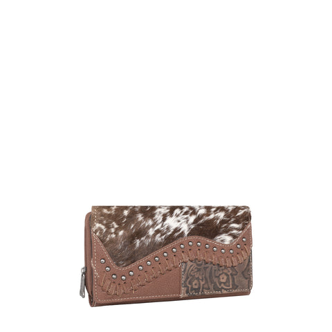 TR149-W010 Trinity Ranch Hair-On Cowhide Saddle Shape Collection Wallet
