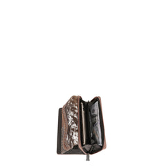 TR149-W010 Trinity Ranch Hair-On Cowhide Saddle Shape Collection Wallet