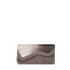 TR149-W010 Trinity Ranch Hair-On Cowhide Saddle Shape Collection Wallet
