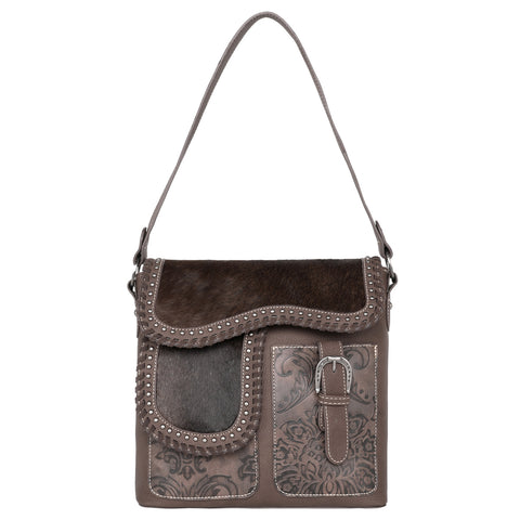 TR149G-918 Trinity Ranch Hair-On Cowhide Saddle Shape Collection Concealed Carry Hobo