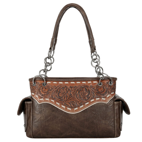 TR150G-8085 Trinity Ranch Tooled Collection Concealed Carry Satchel