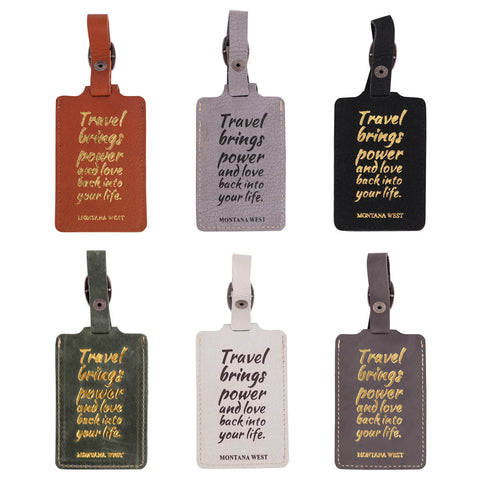 TVT-001 Montana West Real Leather Luggage Tag  (Pre-pack 12Pcs/Assorted Colors)