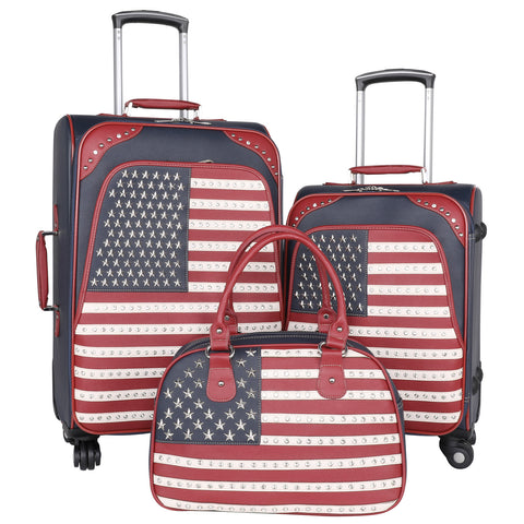 US04-L1-2-3 Montana West American Pride Collection 3 PC Luggage Set -Navy