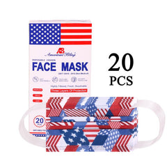 USFM-01RD American Bling 20PCS/Box  American Flag Colors Print Disposable Face Masks 3 Layers Face Masks (Non-Medical)