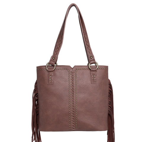 WG09-G8113 Wrangler Fringe and Studs Concealed Carry Western Tote（Wrangler by Montana West）