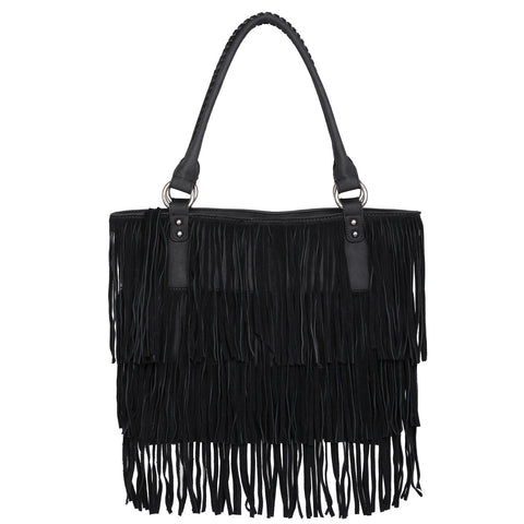 WG11-8317   Wrangler Bohemian Leather Fringe Tote（Wrangler by Montana West）