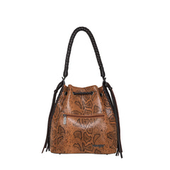 WG26-8275 Wrangler Snake Print Drawstring Hobo  - Brown