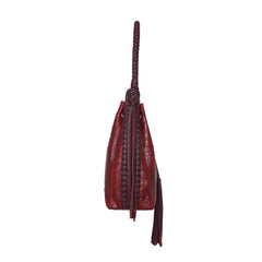 WG26-8275 Wrangler Croc Embossed Drawstring Hobo Bag - Black