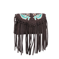 WGB04-001 Wrangler Genuine Leather Fringe Crossbody Bag (Wrangler By Montana West) -Coffee