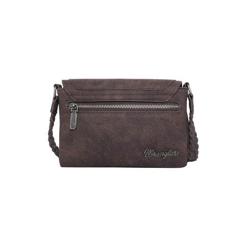 WGB04-001 Wrangler Genuine Leather Fringe Crossbody Bag (Wrangler By Montana West) -Coffee