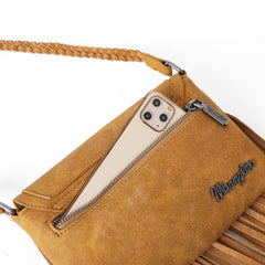 WGB04-001 Wrangler Genuine Leather Fringe Crossbody Bag (Wrangler By Montana West) - Brown