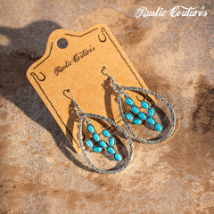 Rustic Couture's Nature Stone with Teardrop Shape Dangling Earring - Cowgirl Wear