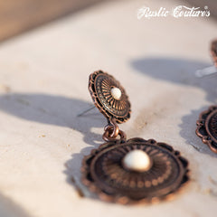 Rustic Couture's Nature Stone Daisy Flower Shape Dangling Earring - Cowgirl Wear