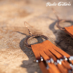 Rustic Couture's Beaded Details Tassel on Silver-tone Braided Hoop Earring - Cowgirl Wear