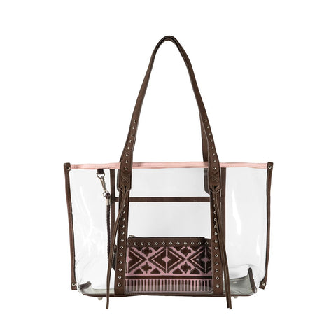 MW1122-8317 Montana West Aztec Collection Clear Tote Bag with Detachable Wristlet