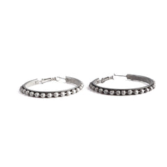 ERZ210405-01 Silver Plating with Silver Beads Hoop Earring