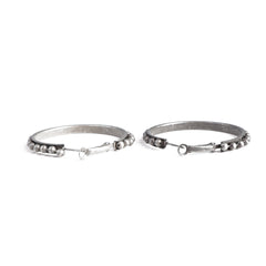 ERZ210405-01 Silver Plating with Silver Beads Hoop Earring