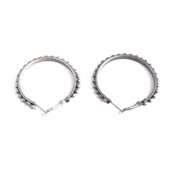 ERZ210405-01 Silver Plating with Silver Beads Hoop Earring