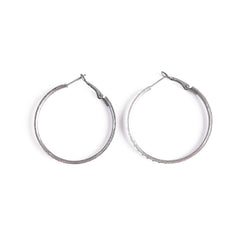 ERZ210405-02 Silver Plating with White Beads Hoop Earring