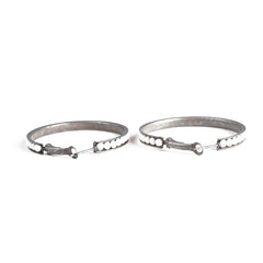 ERZ210405-02 Silver Plating with White Beads Hoop Earring