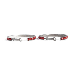 ERZ210405-03 Silver Plating with Red Beads Hoop Earring
