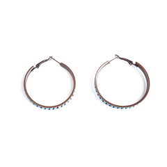 ERZ210405-04 Copper Plating with Turquoise Beads Hoop Earring