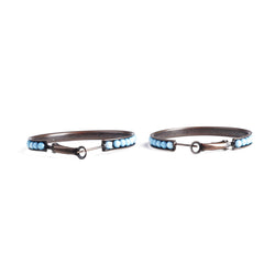 ERZ210405-04 Copper Plating with Turquoise Beads Hoop Earring