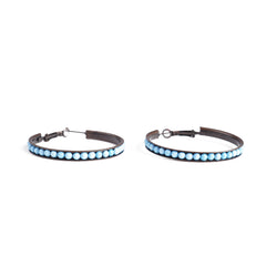 ERZ210405-04 Copper Plating with Turquoise Beads Hoop Earring