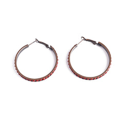 ERZ210405-06 Copper Plating with Red Beads Hoop Earring