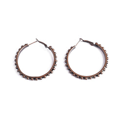 ERZ210405-08 Copper Plating with Brown Beads Hoop Earring