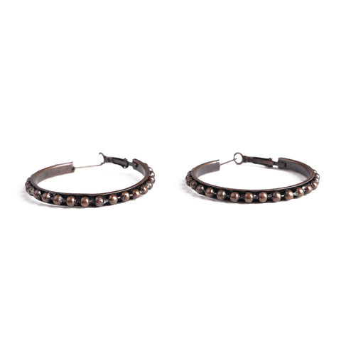 ERZ210405-08 Copper Plating with Brown Beads Hoop Earring