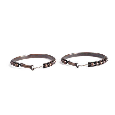 ERZ210405-08 Copper Plating with Brown Beads Hoop Earring