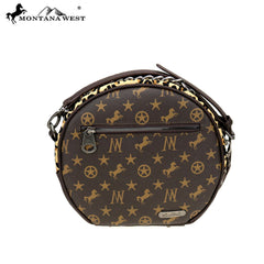 MW896-101 Montana West Signature Monogram Hair Calf Collection Circle Bag/ Crossbody