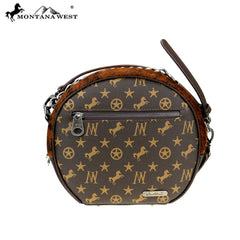 MW896-101 Montana West Signature Monogram Hair Calf Collection Circle Bag/ Crossbody