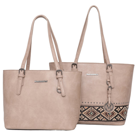 MWC2-G048 Montana West 2Pcs Set Tote (Concealed Carry Aztec Tote & Small Basic Tote)