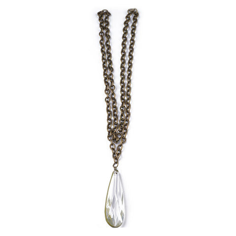 NKS221010-01 Brown Chain with Teardrop Pendant Necklace