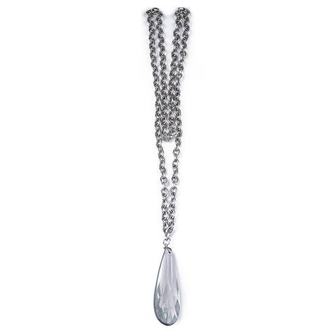 NKS221010-01 Silver Chain with Teardrop Pendant Necklace