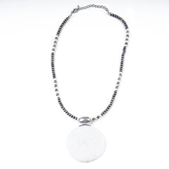NKS221010-02 Western Beads with White Natural Stone Pendant Necklace