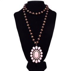 NKY180131-02BRS/TQ  Revolving Teardrops Turquoise Necklace