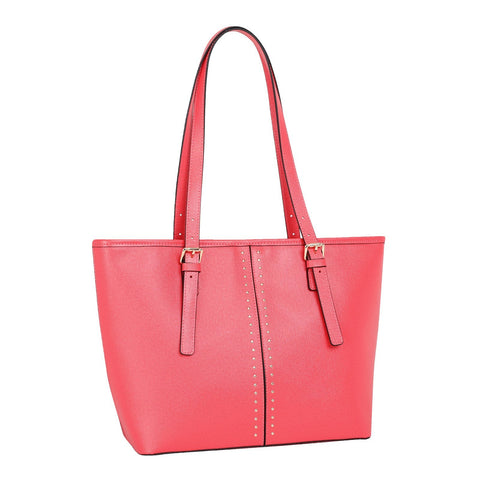MWRG-036 Montana West Real Leather Studs Collection Concealed Carry Tote Red - Montana West World