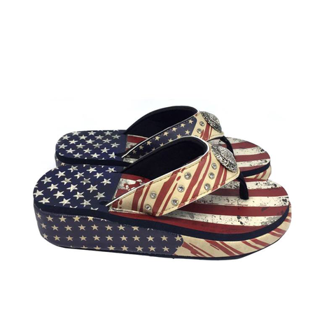 US05-S089 Montana West American Pride Collection Pride Flip Flops By Size