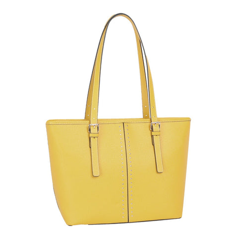 MWRG-036 Montana West Real Leather Studs Collection Concealed Carry Tote Yellow - Montana West World
